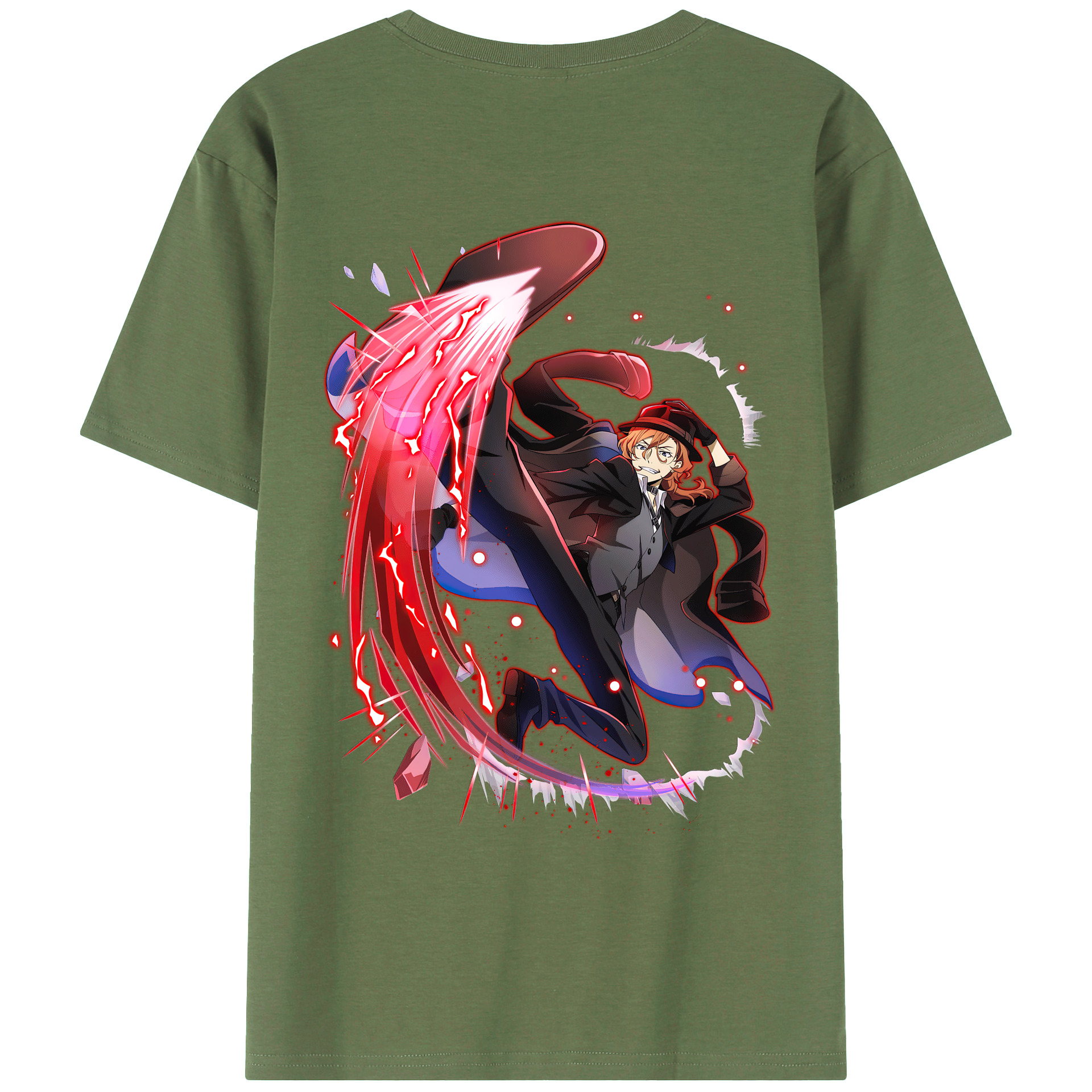 （画像用） 文豪ストレイドッグス Bungo Stray Dogs 綿100％ メンズ半袖Tシャツ（バックプリント） 通気性